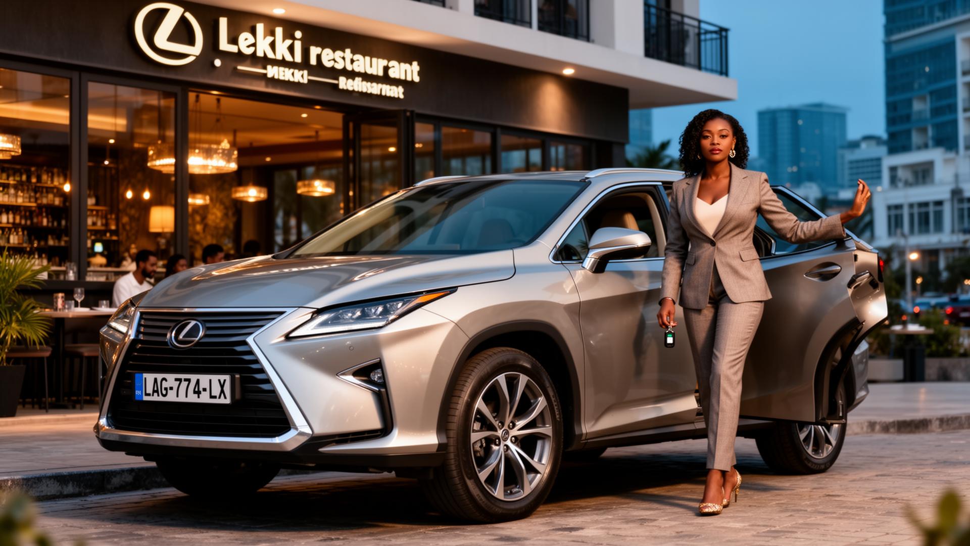 Nigerian businesswoman with a silver Lexus RX in Lekki